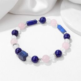 Charm Bracelets Multiple Shapes Stone Trenday Rectangle Round Lapis Lazuli Beads Women Natural Rose Quartzs