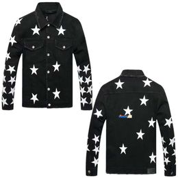 High Designer Men's Jackets Street Hole Patch Womens Amirs Jacket Star Embroidery Denim Jacket Size S/m/l/xl/xxl Y2K 132