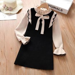 Girl Dresses 2023 Autumn Spring Teenagers Girls Kids Bowtie Knit Sweater Princess Clothes Year Christmas 4 5 6 7 8 9 10 11