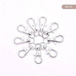 Keychains 50 Pcs Metal Silver Swivel Clasps Lanyard Snap Hook Lobster Claw Clasp DIY Split Key Ring FJewelry Making254R