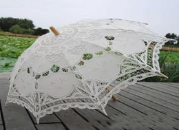 Lace Parasol Umbrella Wedding Umbrella Elegant Lace Umbrella Cotton Embroidery Ivory Battenburg H10159997557