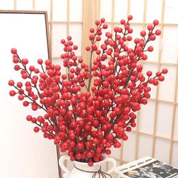 Decorative Flowers Christmas Artificial Berries Branch Red Holly Berry Xmas Tree Party Home Decor Wedding Gift Box DIY Wreath Supplies