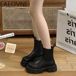 Boots Gothic Boots for Women Fashion Slip On Punk Style Short Booties Autumn Winter Women's Ankle Booties 231207