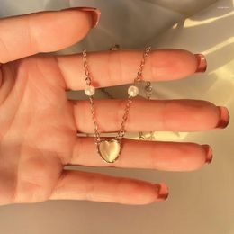 Chains Crystal Heart Necklace Fashion Kpop Shiny Clavicle Chain Necklaces For Women Girls Trend Party Gifts Jewellery 2023