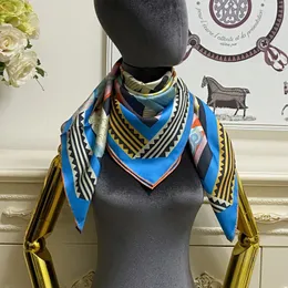 women's square scarf scarves shawl 100% silk material beautiful fashion blue pint pattern size 90cm - 90cm
