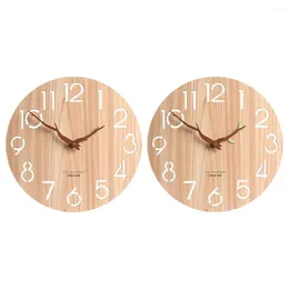 Wall Clocks 12inch Wooden Digital Clock Battery Powered Stick Watch Bedroom Office
