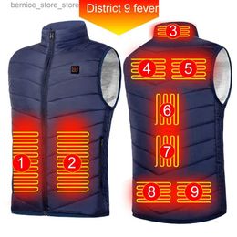 Men's Vests Unisex Electric Heated Vest 9 Heating Areas Intelligent Heating Jackets Windproof Washable USB Charging for Winter Sports Hiking Q231208