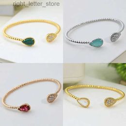 Chain Classic S925 Sterling Silver Colored Gemstone Water Droplet Bracelet for Women's Simple Fashion Luxury Brand Premium Jewelry YQ231208