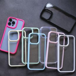 Candy Bumper Clear Cases For iPhone 15 14 13 12 11 Pro Plus 15pro 14pro 13pro Back Cover Crystal Simple Transparent Shockproof DIY Cell Phone Case 200PCS