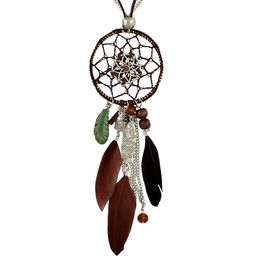 Other Idealway 4 Colours Bohemian Fashion Sier Plated Leather Double Chain Resin Feather Tassel Dreamcatcher Pendant Necklace Drop Deli Dhwyz