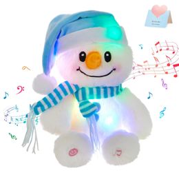Plysch lyser upp leksaker musikaliska leddockor leksaker snögubbe lysande glödande kast kuddar gåva bomull söta fyllda djur för flickor 231207