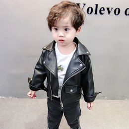 Jackets Boys Leather Jacket Solid Colour Boy Coats Kids Casual Style Children Jackets Spring Autumn Clothes For Boys 231207