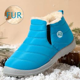 Boots Winter Childrens Plush NonSlip Cotton Shoes Waterproof Cute Warm Fur Children Snow 231207