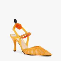 Colibrilite microrete arancione Scarpe eleganti slingback con tacco alto décolleté con tacco a rocchetto Scarpe da donna di lusso firmate Sandali con tacco da sera scarpe di fabbrica con scatola