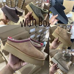 Famous designer winter warm ankle boots long and short snow soles non-slip wear-resistant excellent elasticity soft plush tazz slippers with box dust bag