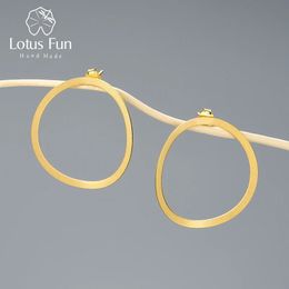 Hoop Huggie Lotus Fun 18K Gold Minimalism Big Hoop Circle Dangle Earrings For Women Gift Real 925 Sterling Silver Luxury Female Fine Jewelry 231207
