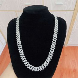 Top Sale 13mm 2 Row Diamond Hip Hop White Gold 925 Sterling Silver Iced Out Moissanite Cuban Chain