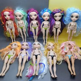 Doll Accessories Original Rainbow Middle School 29cm Fashion Big Sister No Eyeball Doll Girl DIY Play House Gift Toy 231208