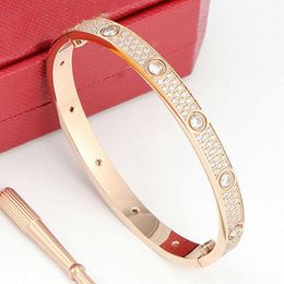 Stainless Steel Full Diamond Bracelet Design Women Men Chirstmas Bangle Bracelets Luxury Distance Jewellery Gift No Box Eopox