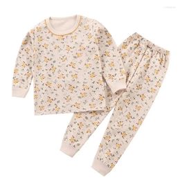 Clothing Sets Kids Home Clothes 2023 Autumn Nordic Style Pajamas For Boys And Girls Baby Pure Cotton Thermal Underwear Set