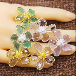 Cluster Rings Zerong Europe Exaggerate Zirconia Stone Ring Red Amyethest Colorful Luxury Lady's Jewelry Accessoreis Party Decoration