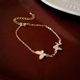 Charm Bracelets Fritillary Zircon Butterfly Bracelet Real Gold Plating Fashion Commuter For Women