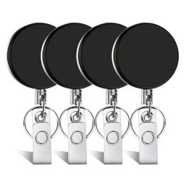 Keychains 4 Pieces Retractable Badge Holder ID Heavy Duty Reel With Keychain Ring Clip For Key Card232C