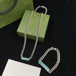 Sterling Silver Necklaces Chain Fashion Designer Jewelry Set With Green Box For Men Christmas Gift Valentine's Day Gift Hip Hop