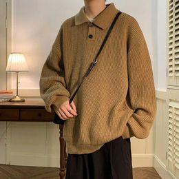 Men's Sweaters 2023 City Boys Pullover Autumn Polo Neck Sweater Harajuku Retro Luxury Oversize Knitted Korean Clothing