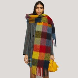 Beanie Skull Caps Luxury Brand s Cashmere Scarf Rainbow Plaid Stripe Warm Shawl Wraps Plush Tassel Blake Men s Fashion Blanket 231208