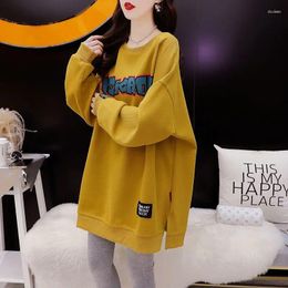 Women's Hoodies Fashion Printed Letter Slit All-match Sweatshirts Female Clothing 2023 Autumn Winter Loose Casual Warm Tops Korean