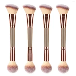 Makeup Brushes 4pcs Buffing Home Double Ended Highlight Powder Brush Fluffy Soft Hair Easy Grip Blusher Tool Salon Portable Professional