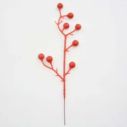 Decorative Flowers 3PCS Artificial PE Red Berry Branch Holly Stem DIY Christmas Tree Year Party Decoration