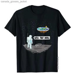 Men's T-Shirts Funny Flat Earth Astronaut Well That Sucks T-Shirt Retro T Shirts Cotton Tops Shirts Comfortable L231208