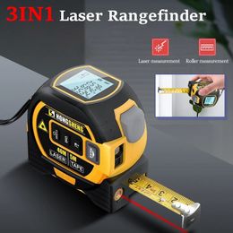 Tape Measures 3 In 1 Laser Tape Measure Rangefinder Infrared High-precision Intelligent Electronic Ruler Cross Line Measuring Instrument Level 231207