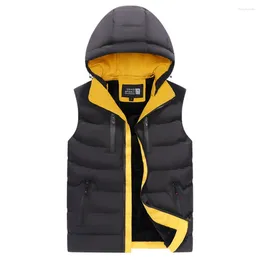 Men's Vests Men Winter Padded Vest Hooded Coats Thicken Warm Parkas Jackets Korean Fashion Casual For Male