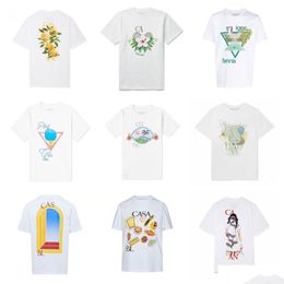 Fashion Mens Clothing Designer T-Shirt High Quality Casablanca Printed Couple Short Sleeve Series Drop Delivery Dhiuf