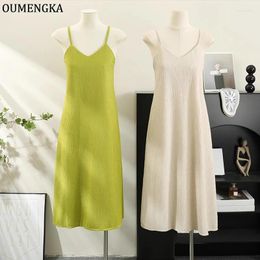 Casual Dresses OUMENGKA Fashion Summer Sexy Folds Dress Backless Women Party Club Ladies Bodycon Peach Hip Elegant Knee Length