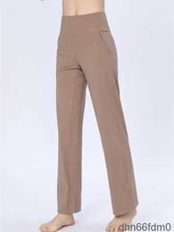 LL Yoga Flared Pants Long Ladies High Waist Slim Fit Belly Bell-bottom Trousers Shows Legs Fitness Solid Colour CK620 LL127 QV9R