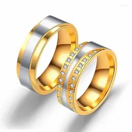 Cluster Rings TOOCNIPA Fashion Stainless Steel Gold Color Wedding Bands Ring For Women Men Jewelry Engagement Couple Anniversary