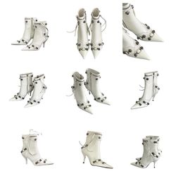 Rivet Punk High Heel Motorcycle Boots Top Quality Long Boots Calf oil leather outsole with genuine leather