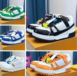 Trainer Maxi Sneaker designer Men Women Casual Shoes Multicolor Inkjet Thick Sole Elevated Training Shoe Denim Pattern Rubber Canvas Leather