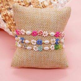 Charm Bracelets BohoBliss Lovely Bead Woven Flower For Women Friendship Gifts Lobster Clasp Adjustable Chains Daisy Fashion Jewelry