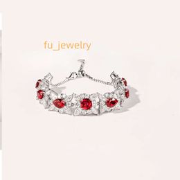 Customised Fine Jewellery VVS Red Moissanite Bracelet Chain AGL IGI Certificate Pigeon Blood Lab Grown Ruby Bracelet For Women