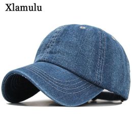 Xlamulu Solid Denim Baseball Cap Men Women Jeans Snapback Caps Casquette Plain Bone Hat Gorras Men Casual Blank Dad Male Hats CX20292T