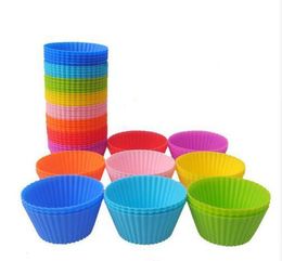 7cm Silicone Cupcake Cake Baking Moulds liner Chocolate Muffin Liners Jelly Pudding Pan Cup Party Accessory Baking Cups Mould 8 Colours ZZ