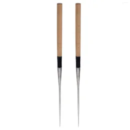 Kitchen Storage 2 Pcs Sashimi Chopsticks Travel Cutlery Useful Stainless Steel Portable Tableware Wood Home Practical