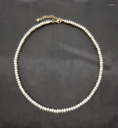 Chains 4mm White Freshwater Pearl Necklace 14K Gold Filled Adjustable Chain Pearls Beaded Exquisite Choker Collier Perles Perlas W2607225