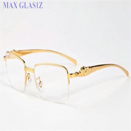 mens womens rectangle sunglasses gold silver frames glasses new fashion sport buffalo horn glasses clear lenses with better qualit241F