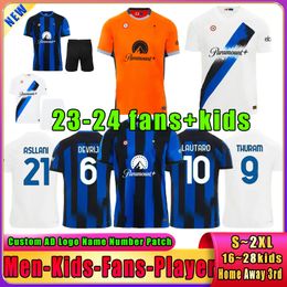 23 24 NewInters Lautaro Mk hitaryan Bellanova Milans fans Player soccer jerseys GOSENS DE VRIJ FRATTESI Barella football shirt home away kids kit uniforms thai